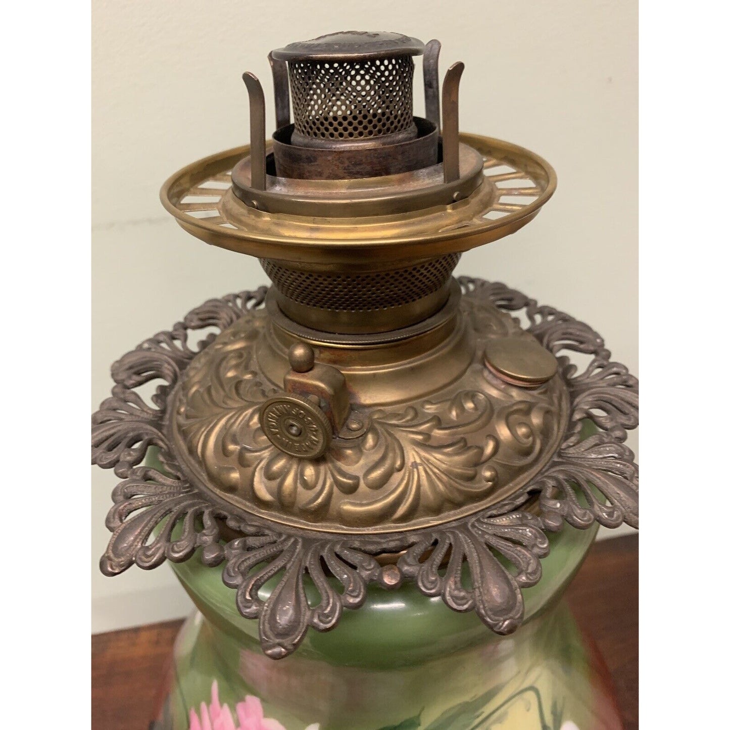 Victorian 1800s Handpainted Oil/ Kerosene Lamp with Royal Burner GWTW LAMP