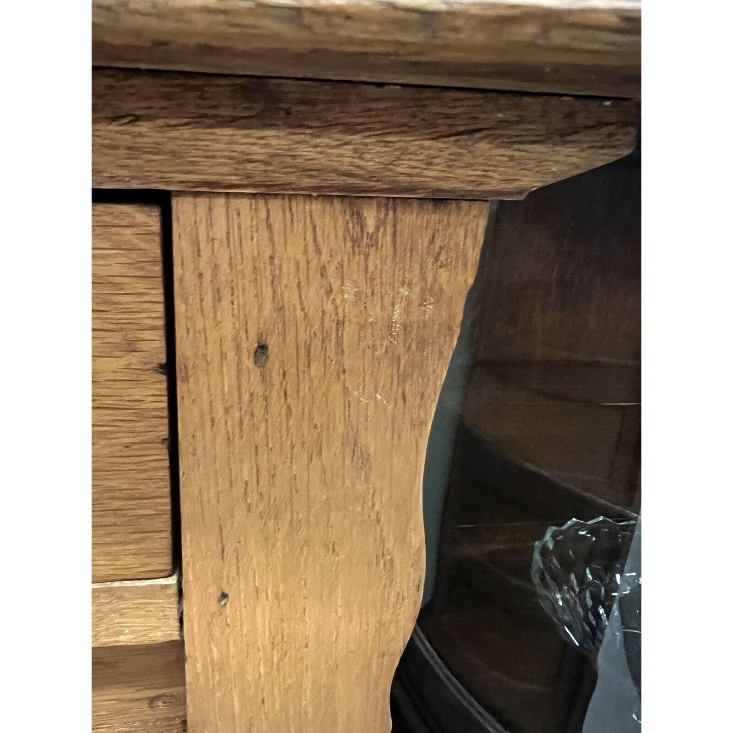 Antique Wash Stand w/2 Drawers, Lower Cabinet And Carved Doors