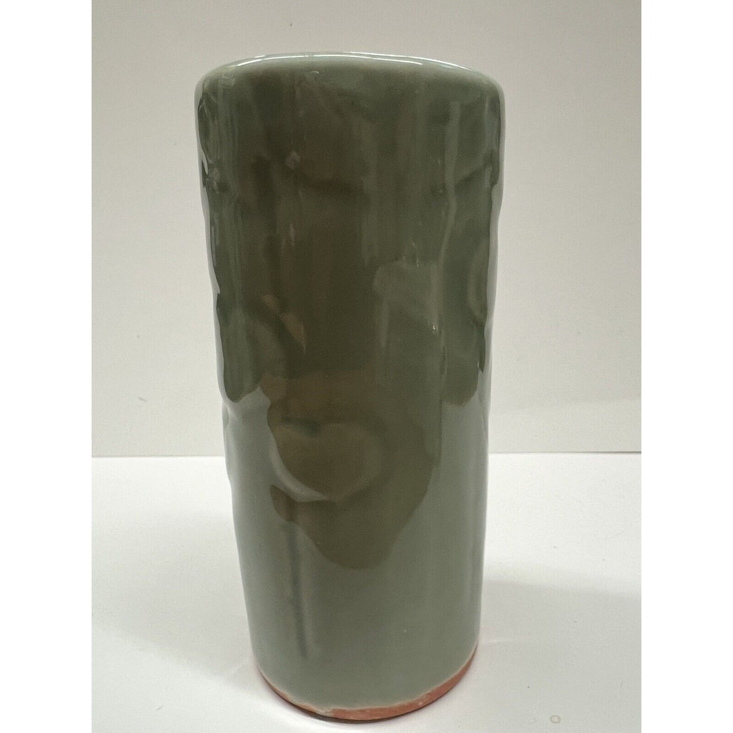 Vintage Asian Celadon Green Glaze Paint Brush Vase