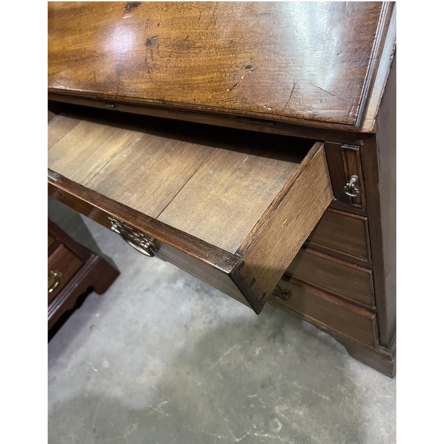 Antique Slant Front/ Drop Front Mahogany Desk. English 4 Drawer.