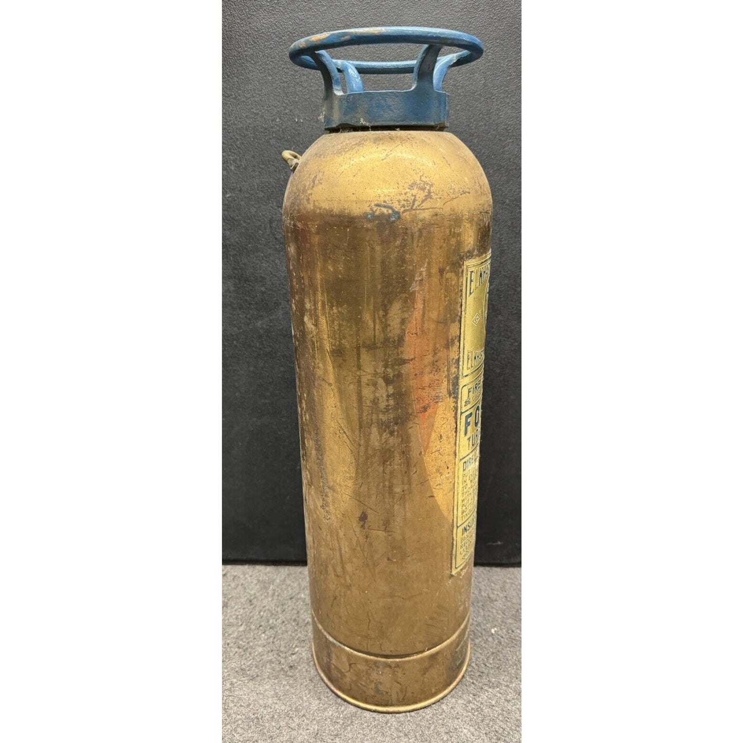 Vintage Elkhart Brass Mfg. Co. Fire Extinguisher Empty Missing Hose