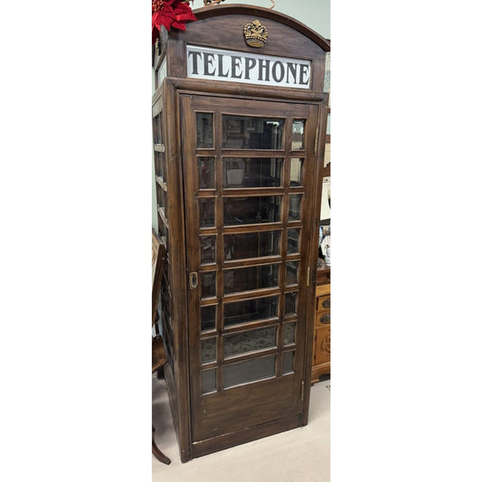 Vintage Geniune Handcrafted Replica Telephone Booth Original Beveled Glass