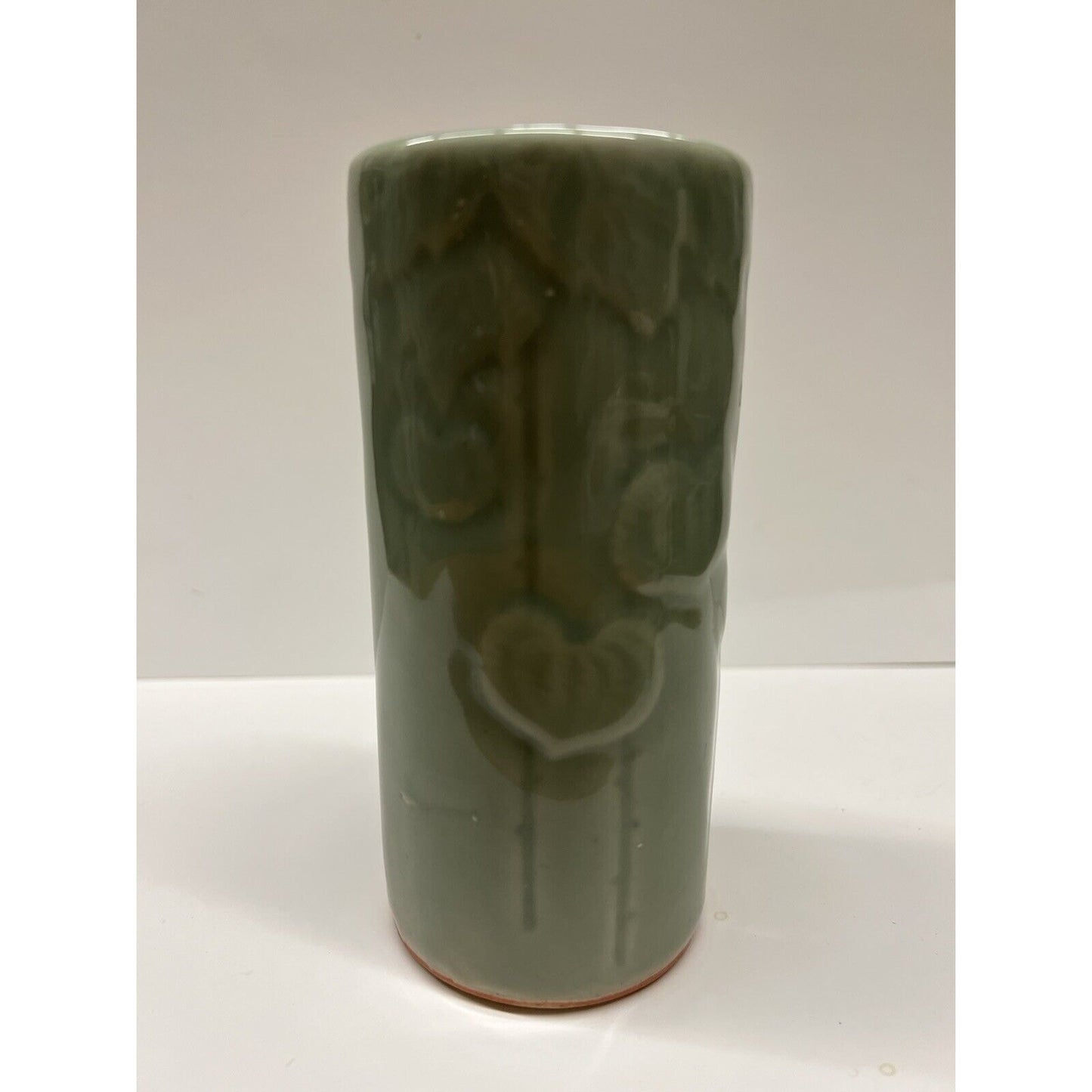 Vintage Asian Celadon Green Glaze Paint Brush Vase