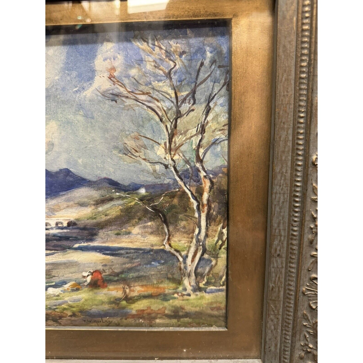 Original Landscape Watercolor Painting Signed T.W. Morley (1859-1925)Framed