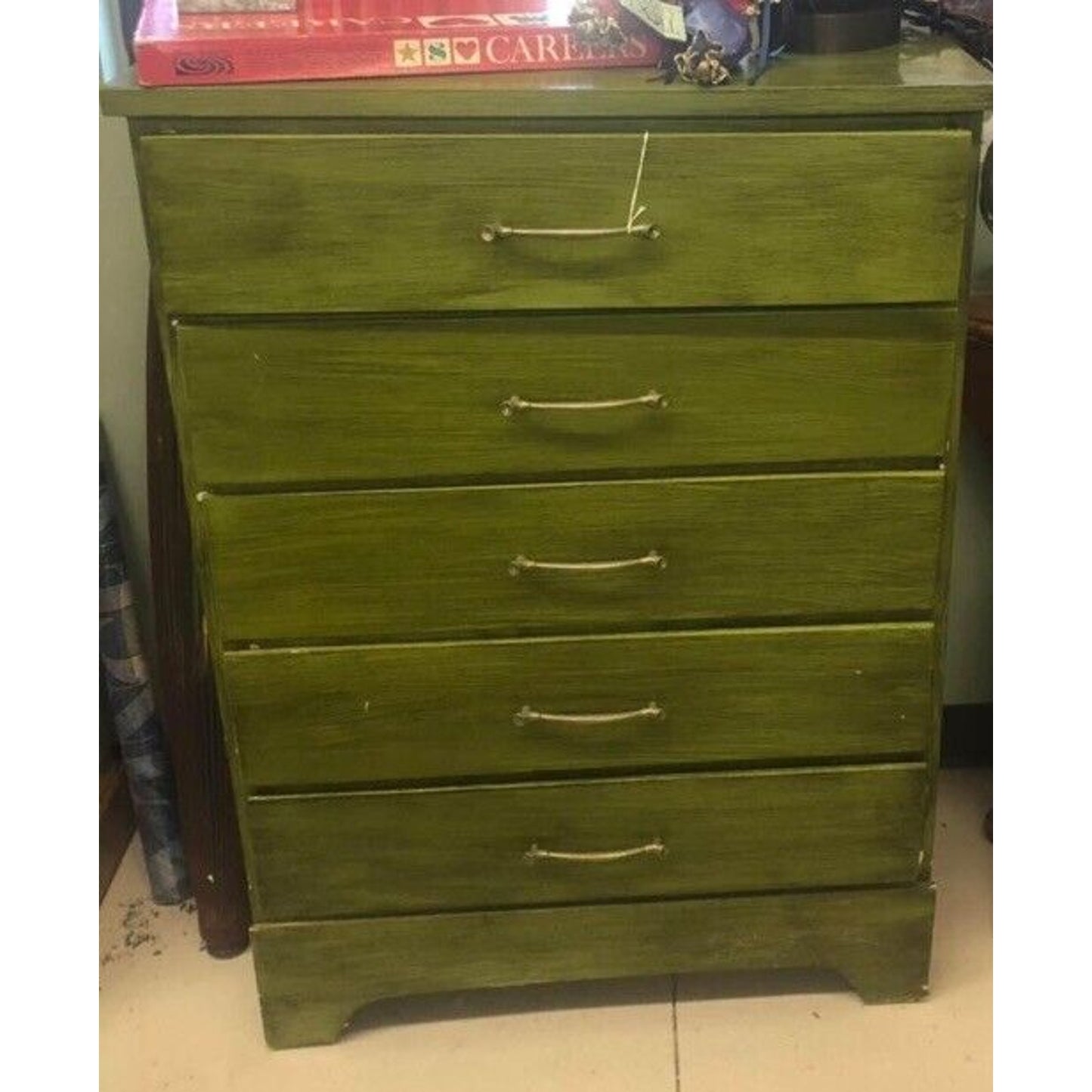 Vintage MCM Green 3 Piece Bedroom Set Dresser, Nightstand, Chest Of Drawers