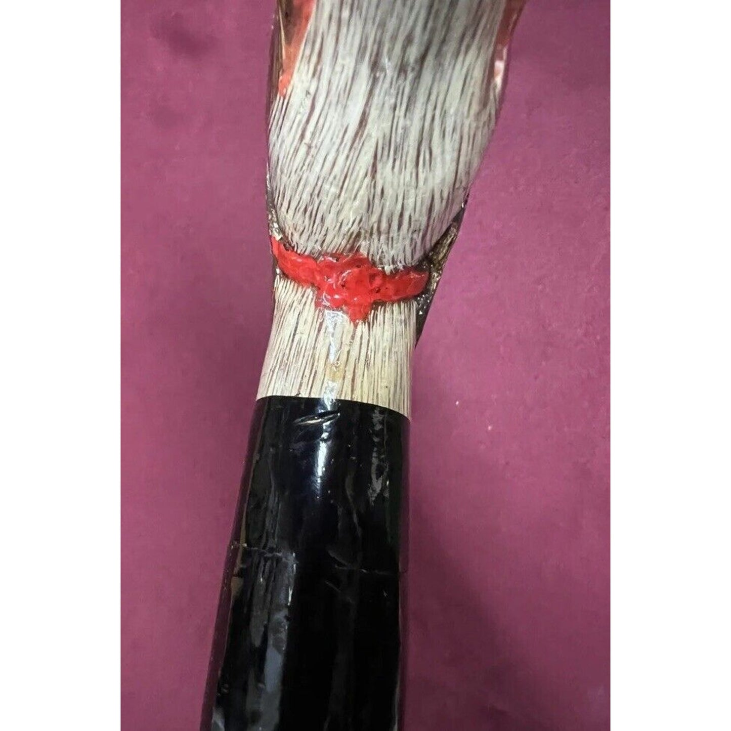 Antique American Folk Art Bamboo Hand Carved, Hand Painted Dog Head Walking Cane