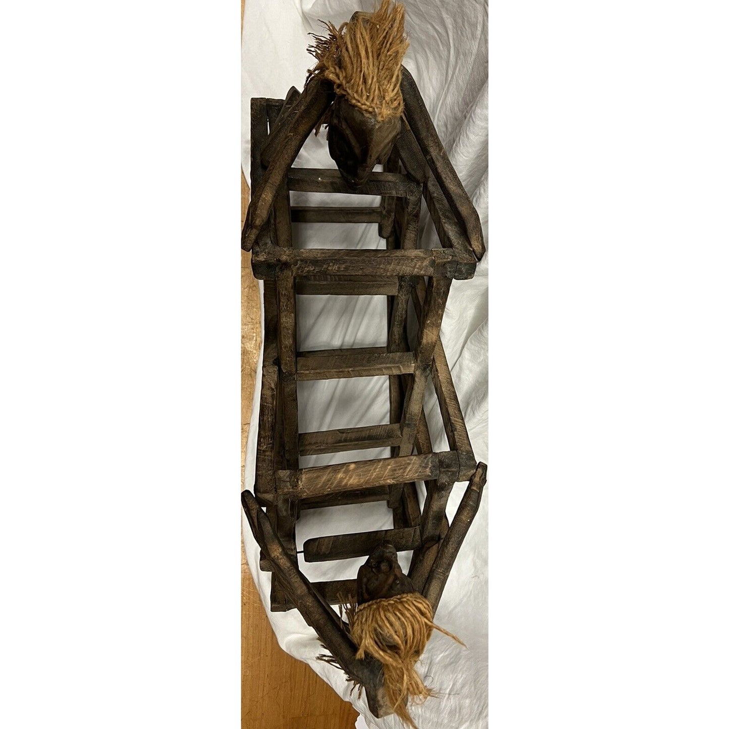 African Folk Art Handmade Wooden Wine Rack