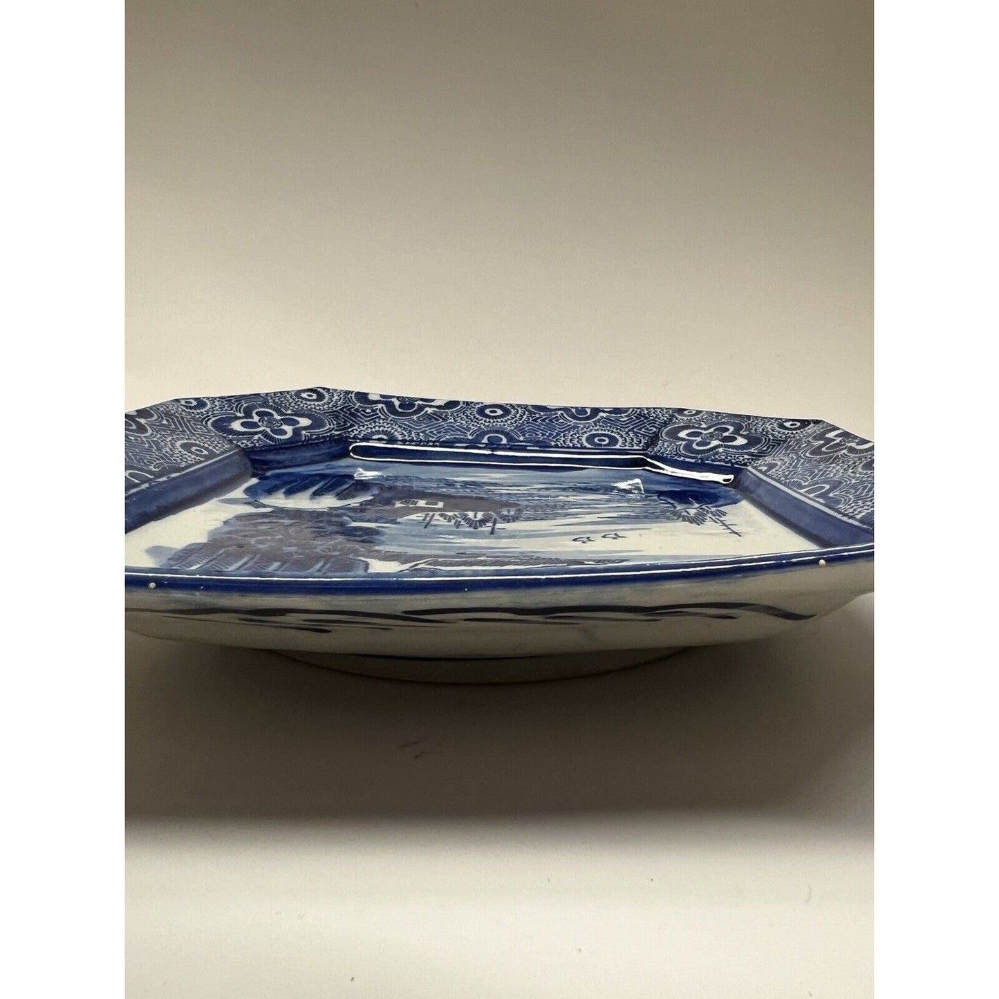 19th Century Japanese Serving Dish Octagon Platter Cobalt Blue