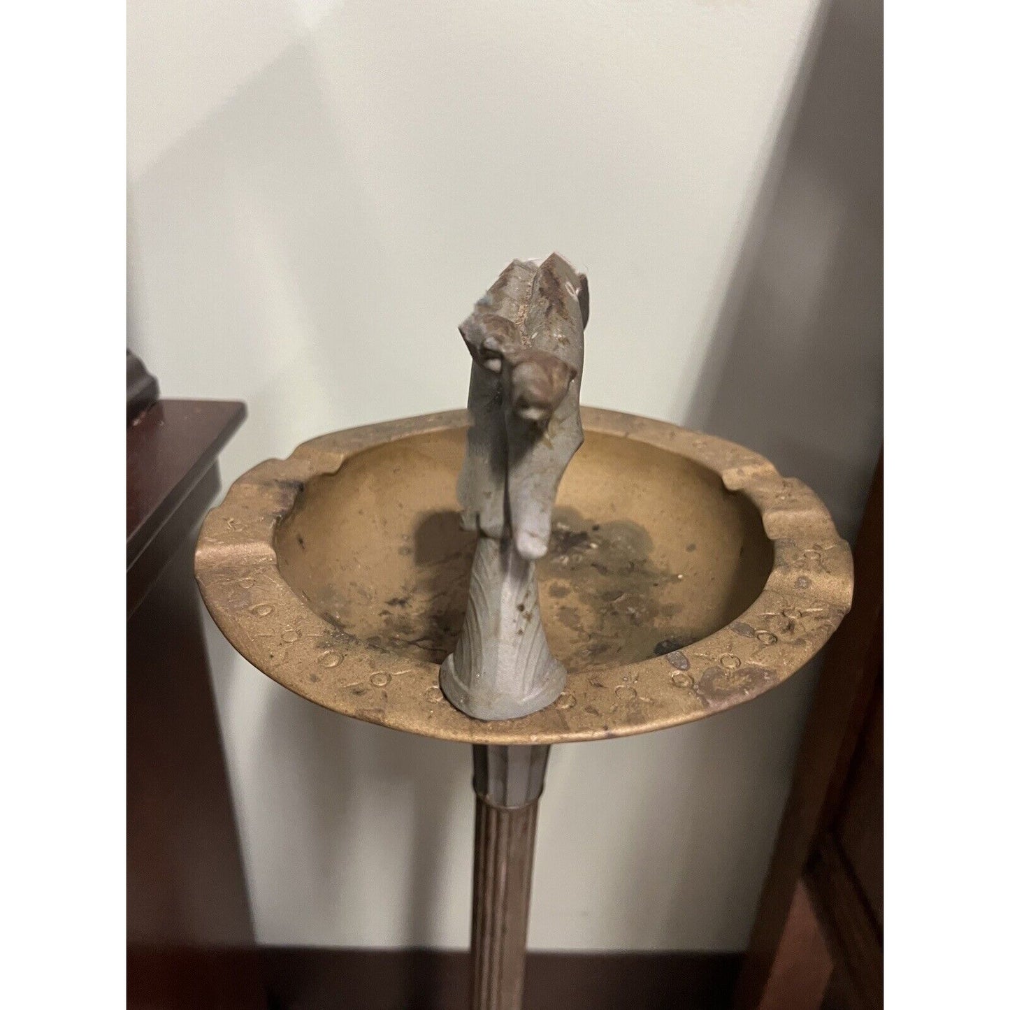 Art Deco Cast Iron Two Greyhounds Floor Stand Ashtray