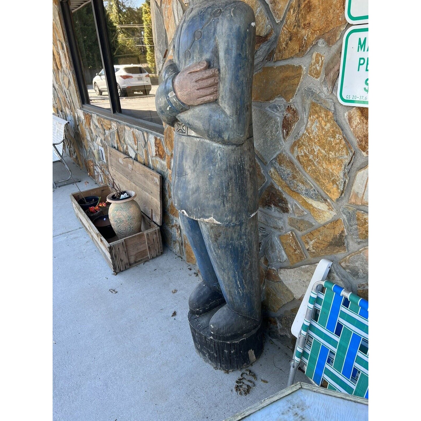 6’ tall Antique/Vintage Wooden Soldier Cigar Statue