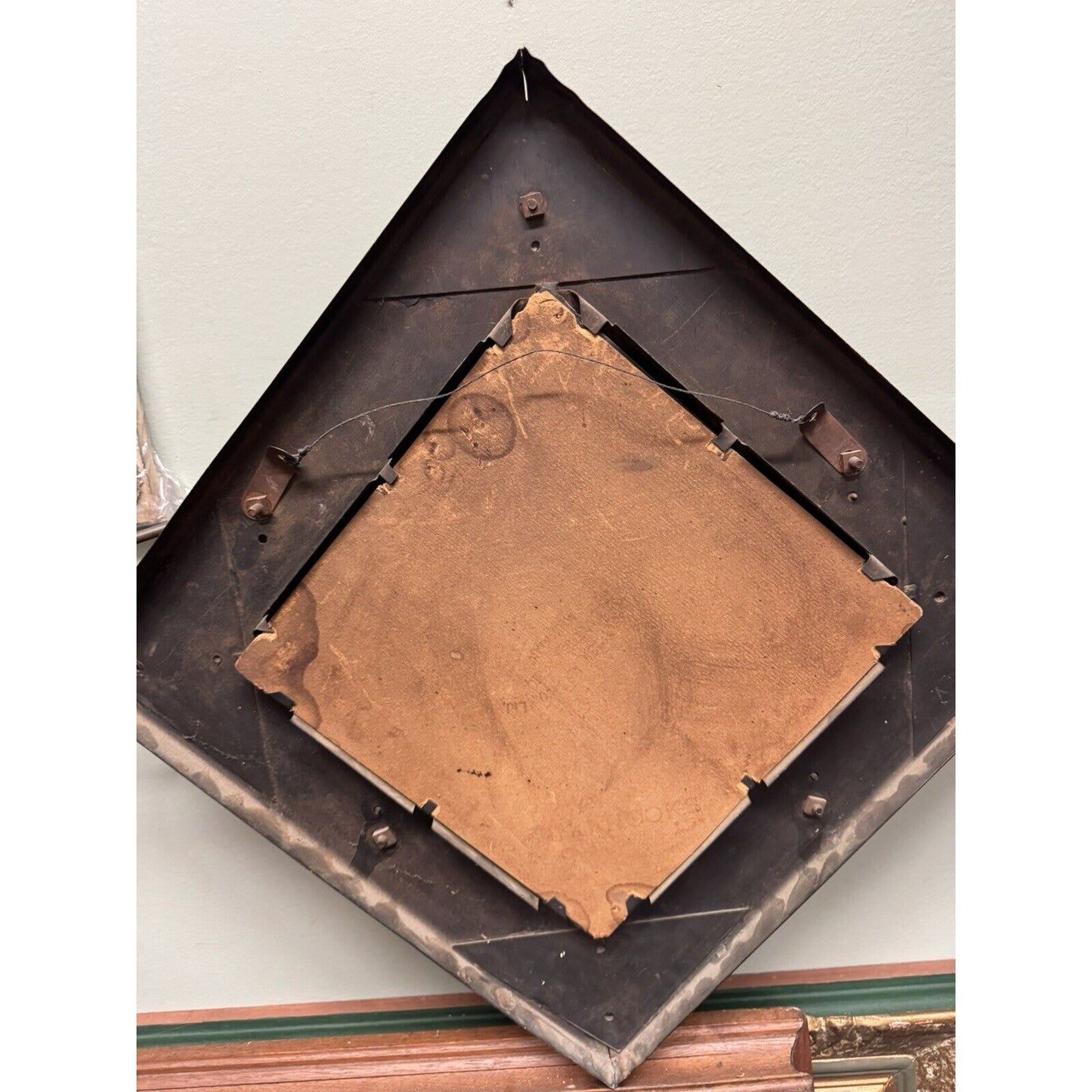 Late 19th Century Copper Flash Beveled Mirror With Coat And Hat Racks